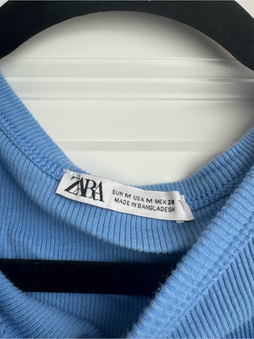 Zara Light Blue Ribbed Crop Tank - Picture 2 of 3